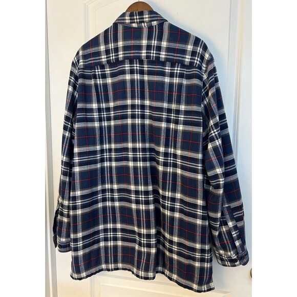 LL Bean Men Shirt Large Tall Sherpa Lined Flannel Traditional Fit Jacket Shacket - Picture 3 of 12